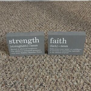 Gray Inspirational Block Decor Set Strength & Faith